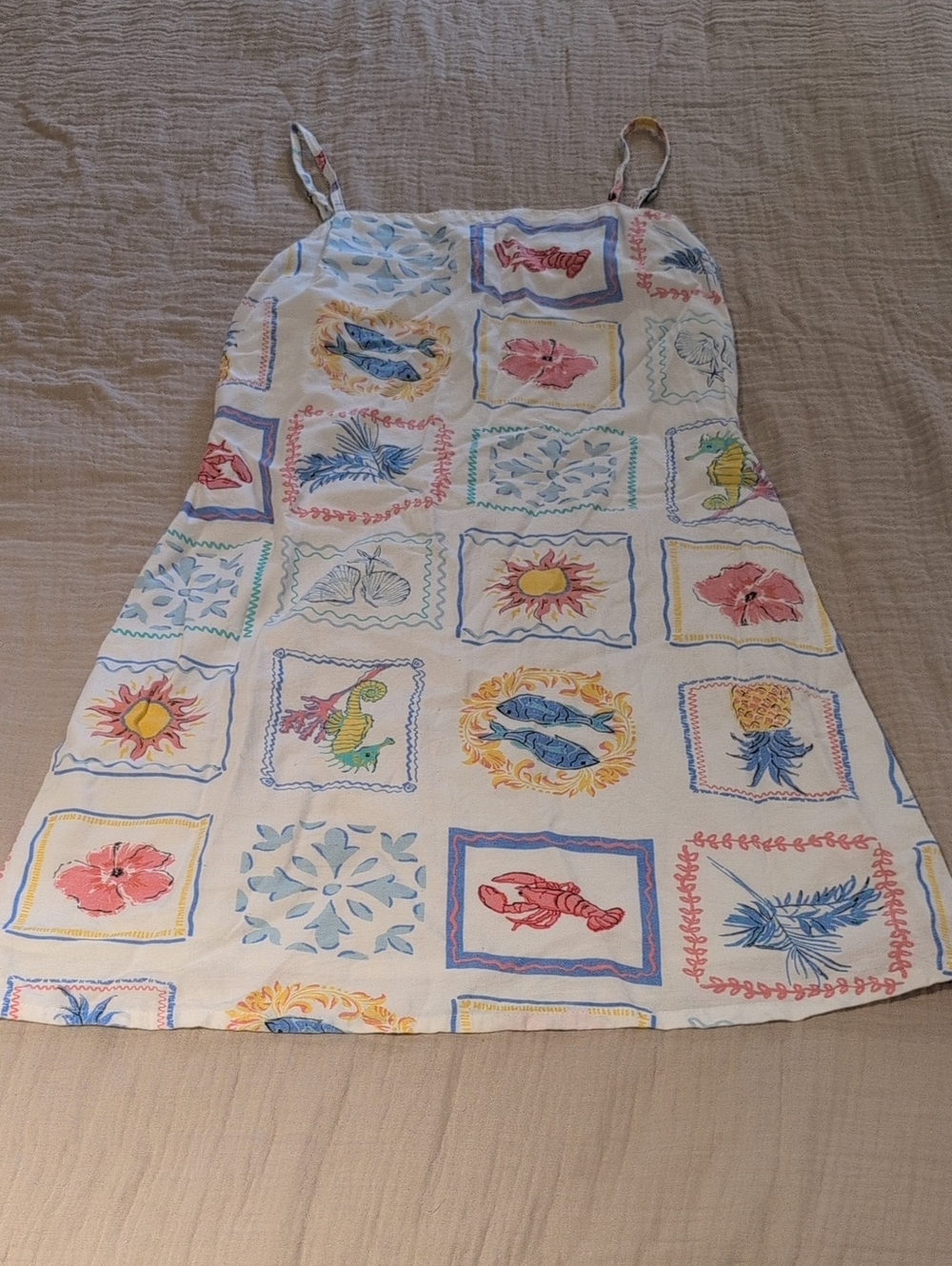 White Multicolor Patchwork-Print Dress